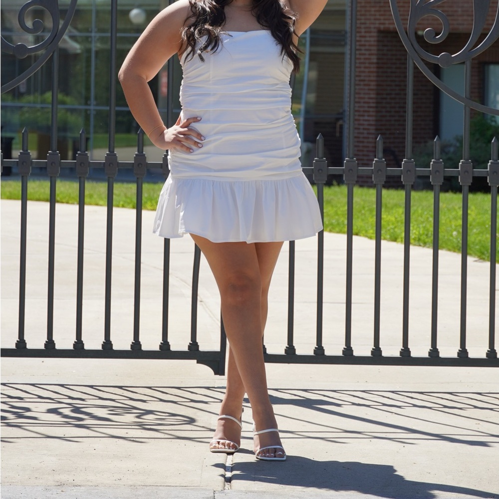 White Strapless Mini Dress